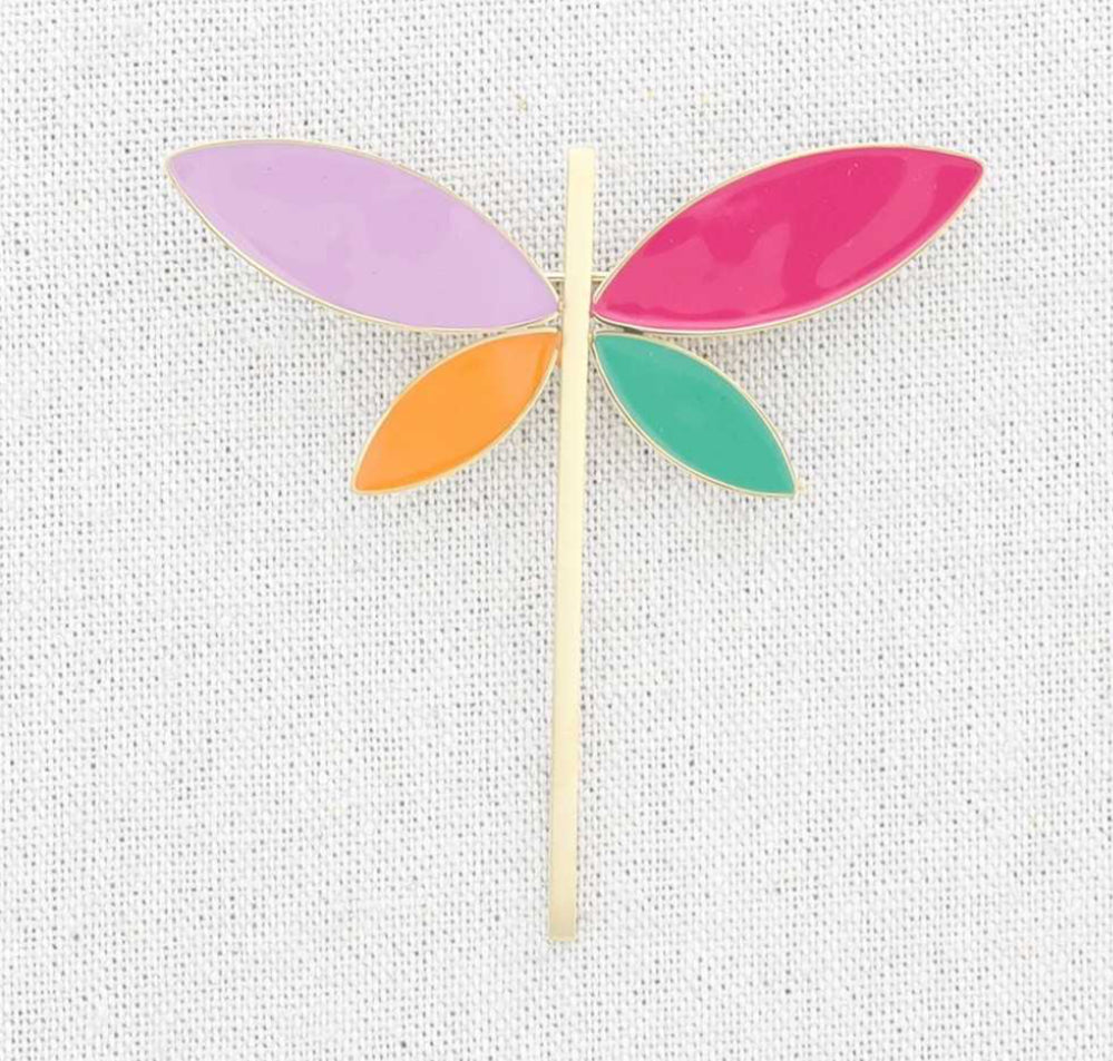 ENAMELLED DRAGONFLY BROOCH - GOLD PLATED STAINLESS STEEL