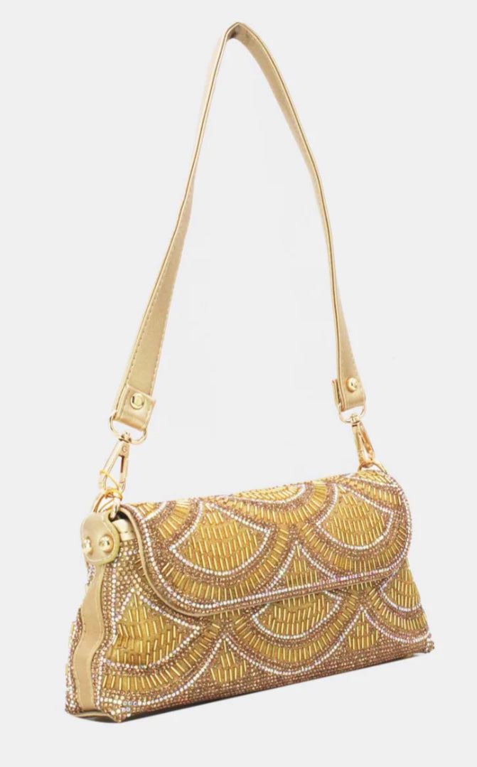 GOLD BEADED EVENING BAG