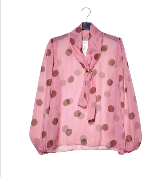 POLKA CHIFFON BLOUSE - 8-12 - PINK