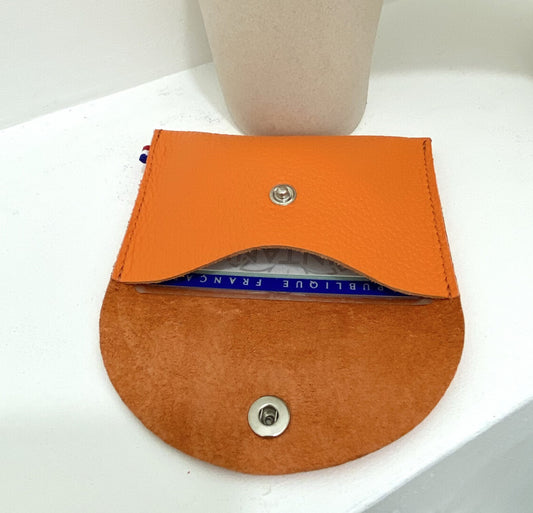 LEATHER CARD WALLET - ORANGE