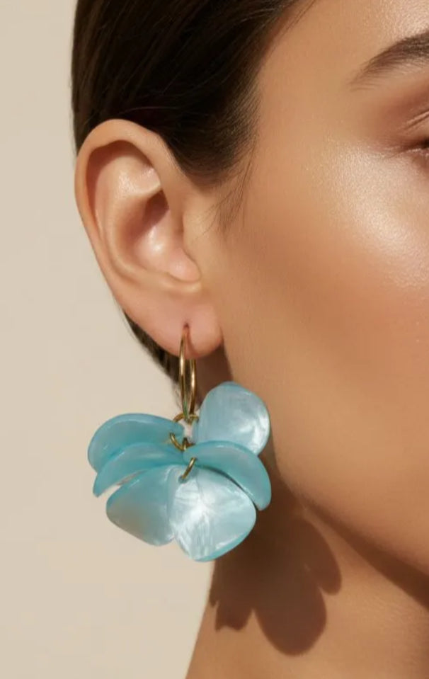 STATEMENT PETAL EARRINGS - BLUE
