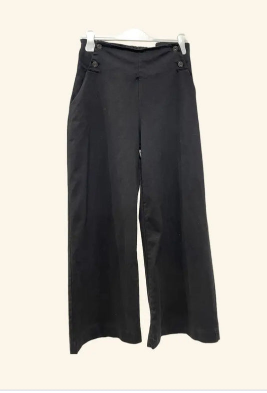 COTTON BUTTON PANTS - 10-14- BLACK