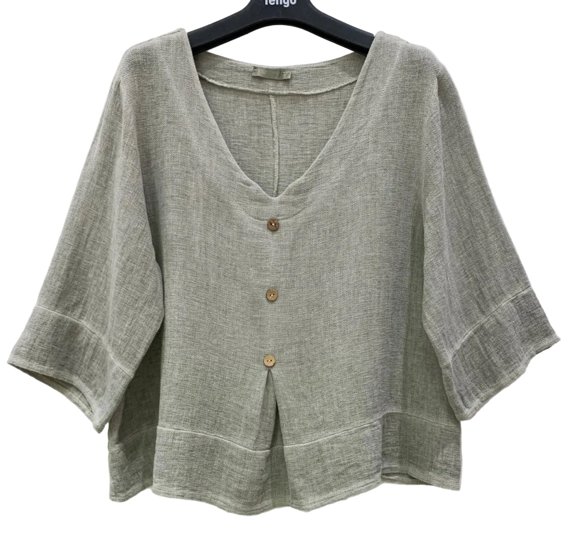 COTTON LINEN BUTTON TOP - 10-16