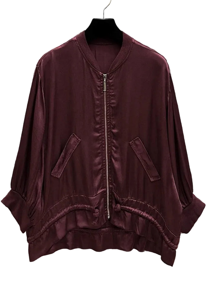 SATIN BOMBER - 10-16 - BURGUNDY