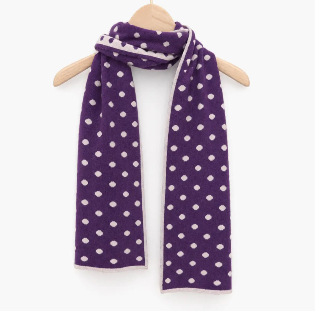 CASHMERE & MERINO WOOL POLKA SCARF - PURPLE