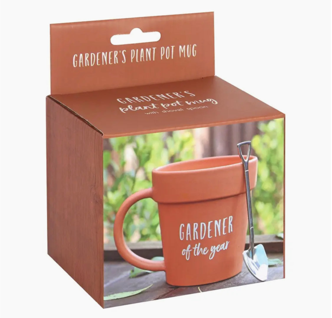GARDENER OF THE YEAR GIFT BOX MUG WITH SHOVEL SPOON