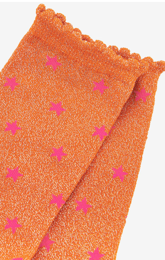 STAR BAMBOO SOCKS - ORANGE/FUSCHIA