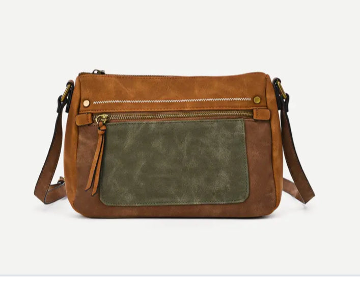 ZIP CROSSBODY - CAMEL & KHAKI