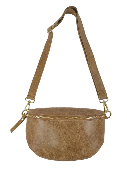 LEATHER SLING BAG - CAMEL