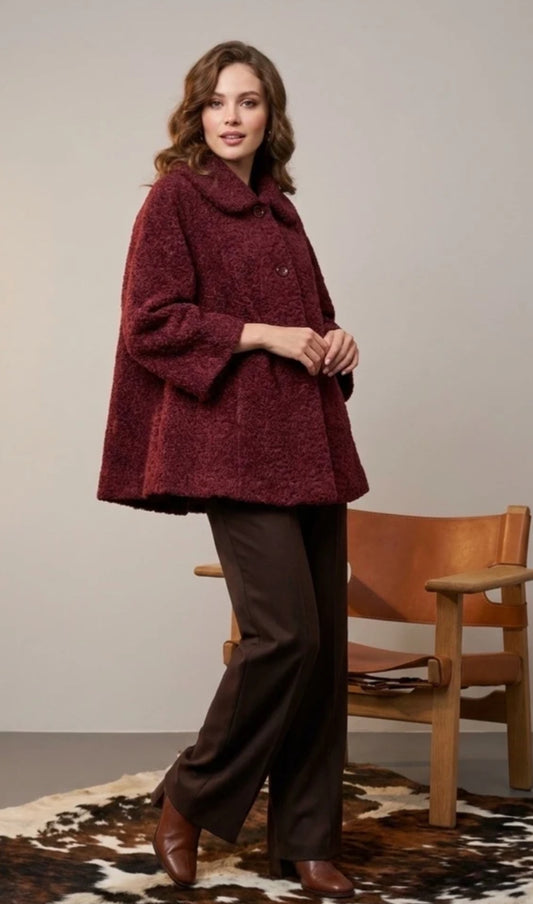 PETER PAN COLLAR COAT - 10-16 - BURGUNDY