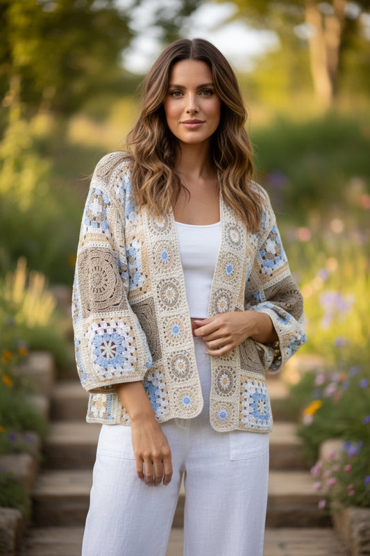 COTTON CROCHET CARDI - 10-16