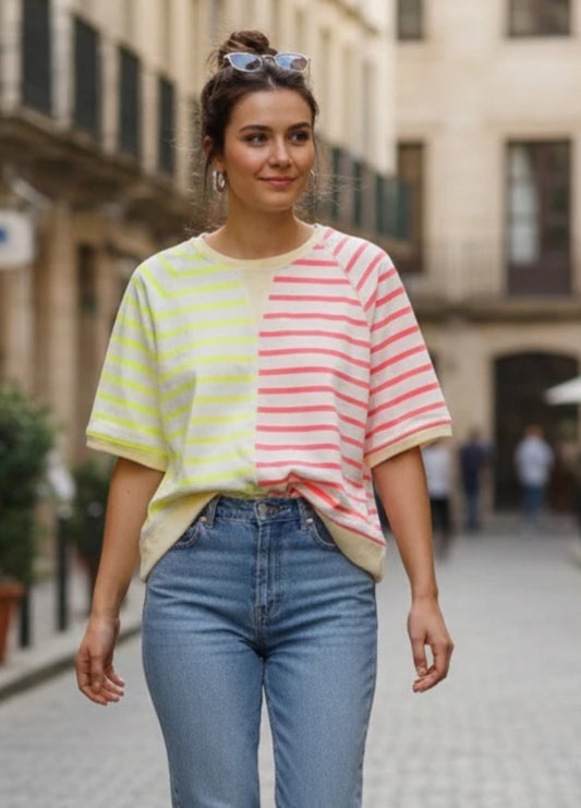 STRIPE SHORT SLEEVE SWEATSHIRT- 10-16