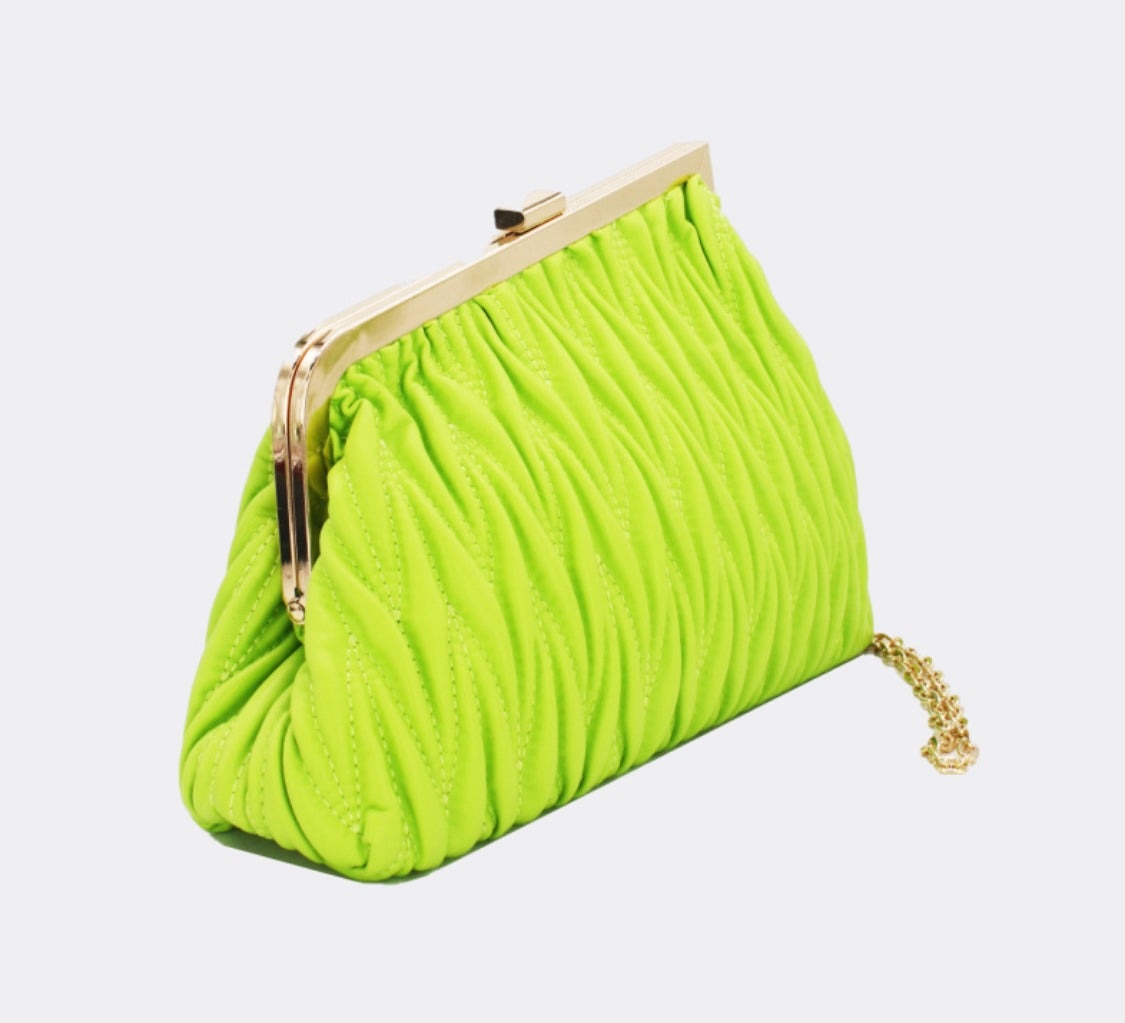 PLEAT ASYMMETRIC OCCASION BAG - LIME