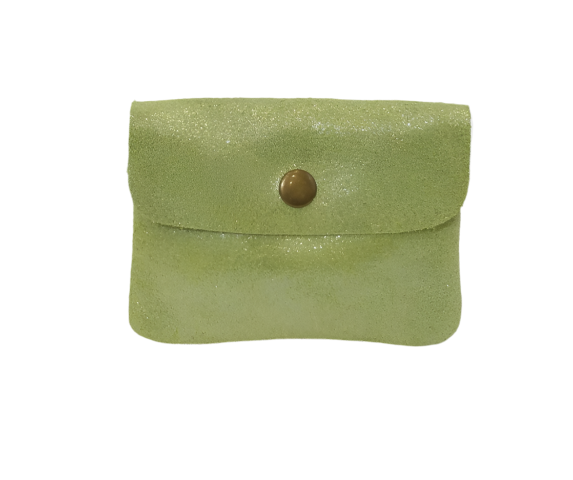 ITALIAN LEATHER CARD WALLET - LIME