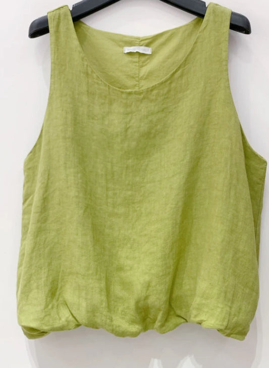 LINEN BUBBLE HEM TOP - 8-14
