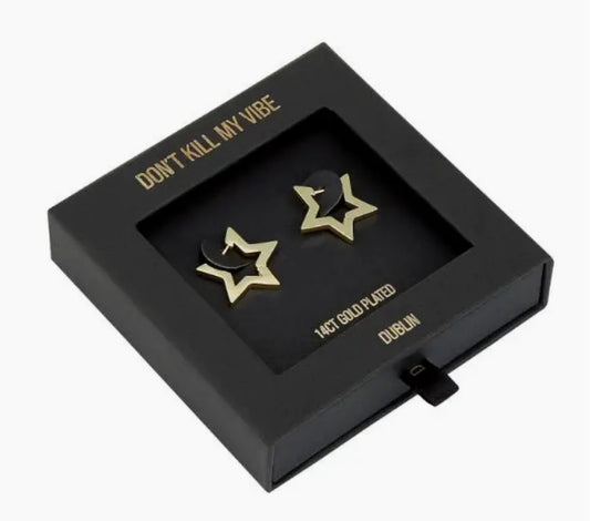 DKMV - NOT YER AVERAGE STAR HOOPS - 14 CT GOLD PLATED