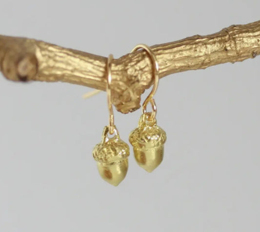 KAIKO - DELICATE ACORN EARRINGS- GOLD PLATED