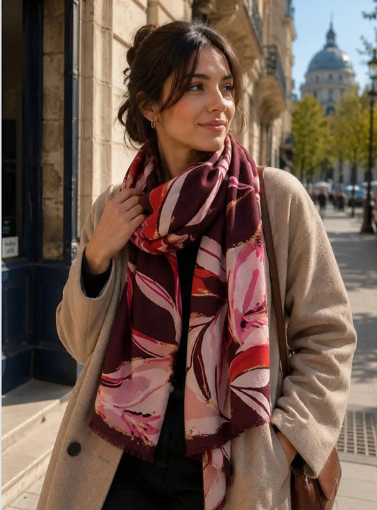 FLORAL FOIL PRINT SCARF