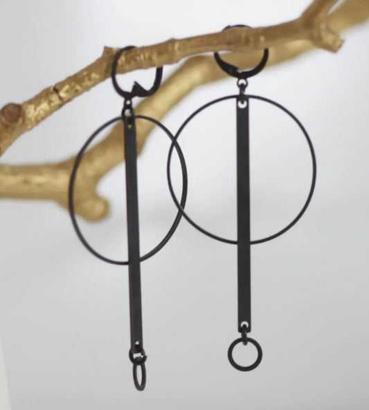 KAIKO - GEOMETRIC BLACK BRASS EARRINGS