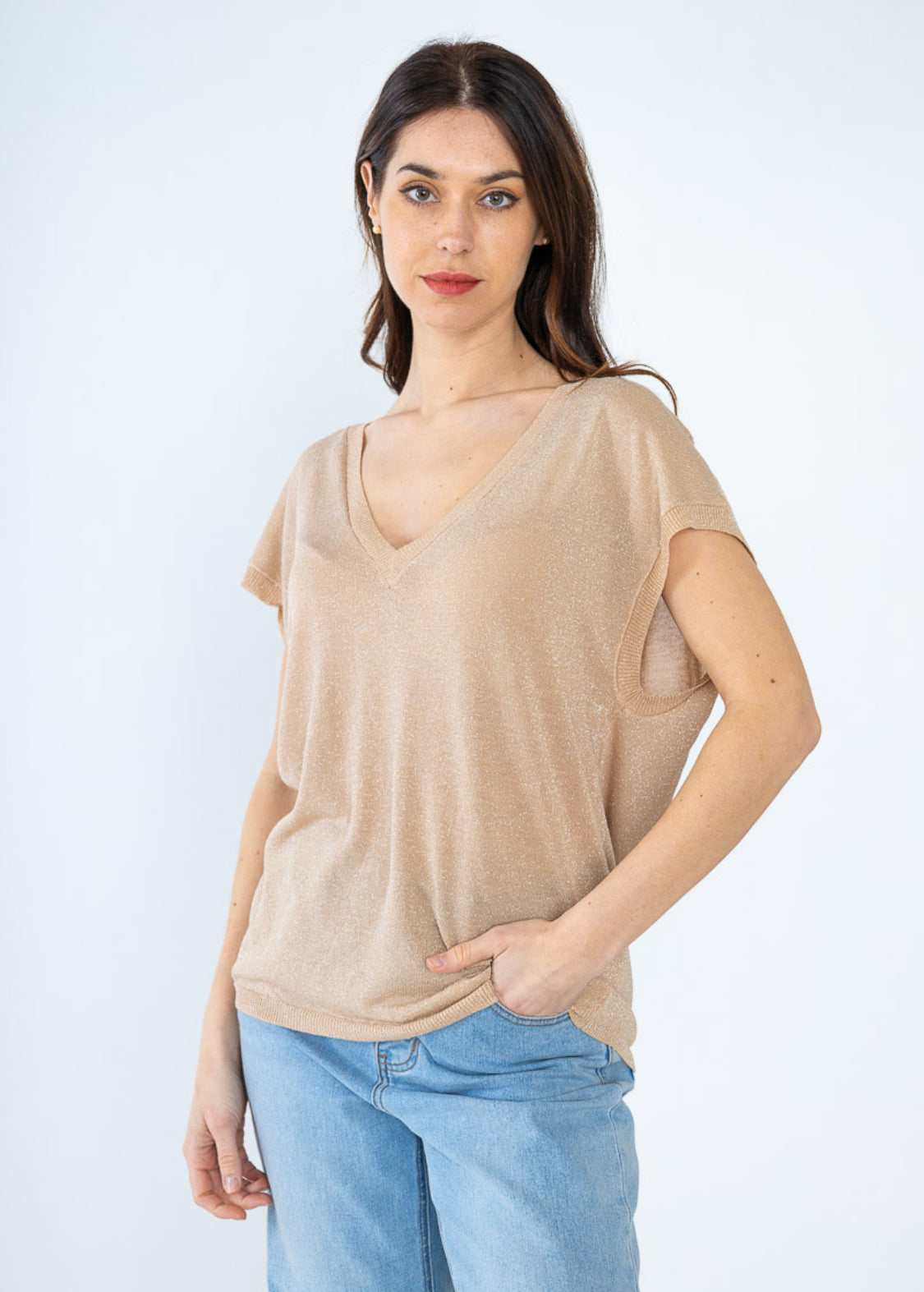 LUREX TEE - 8-12 - BEIGE