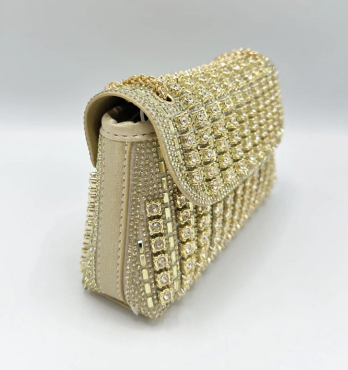 RHINESTONE OCCASION BAG - GOLD