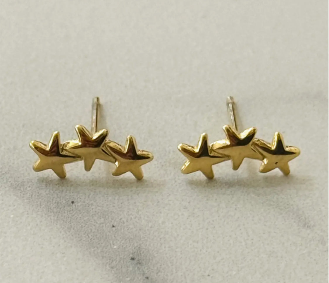 STAINLESS STEEL TRIPLE STAR EARRINGS