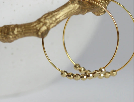 KAIKO - BRASS BEAD HOOP EARRINGS