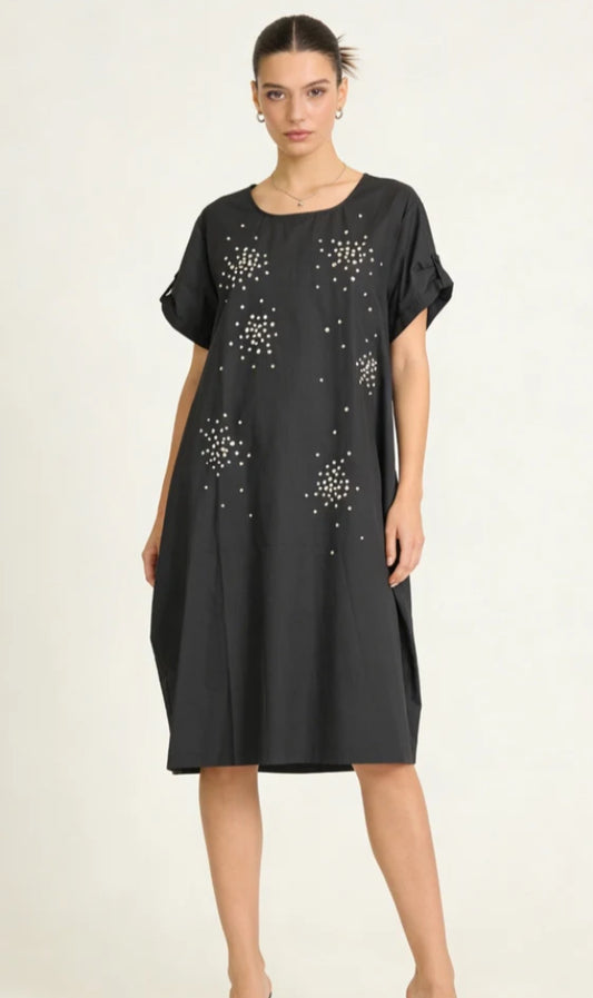 COTTON RHINESTONE DRESS - 10-16