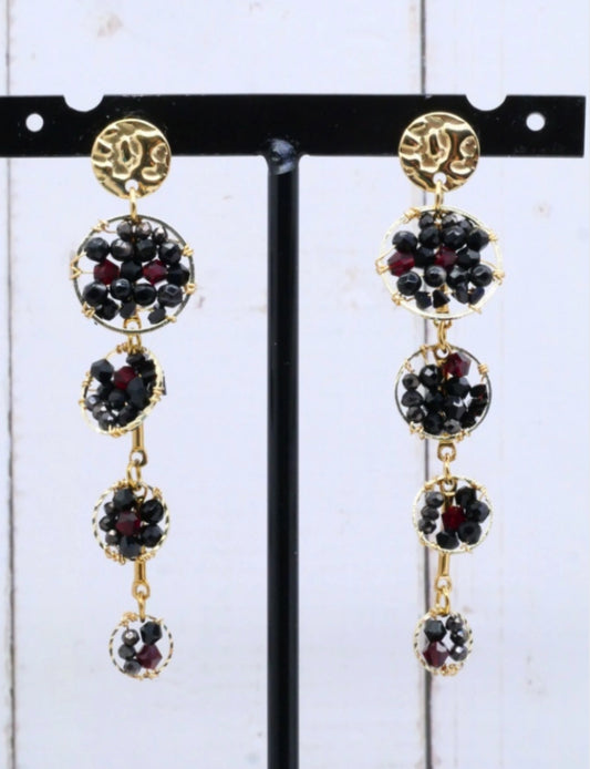 BEAD STATEMENT EARRINGS- BLACK