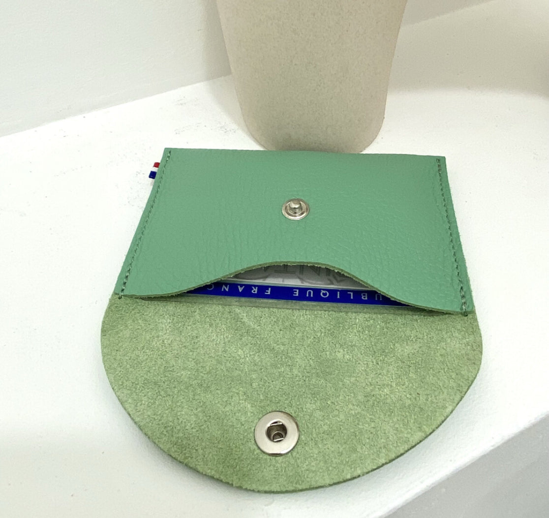 LEATHER CARD WALLET - GREEN
