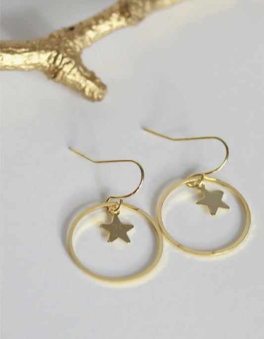 KAIKO - STAR CIRCLE BRASS EARRINGS