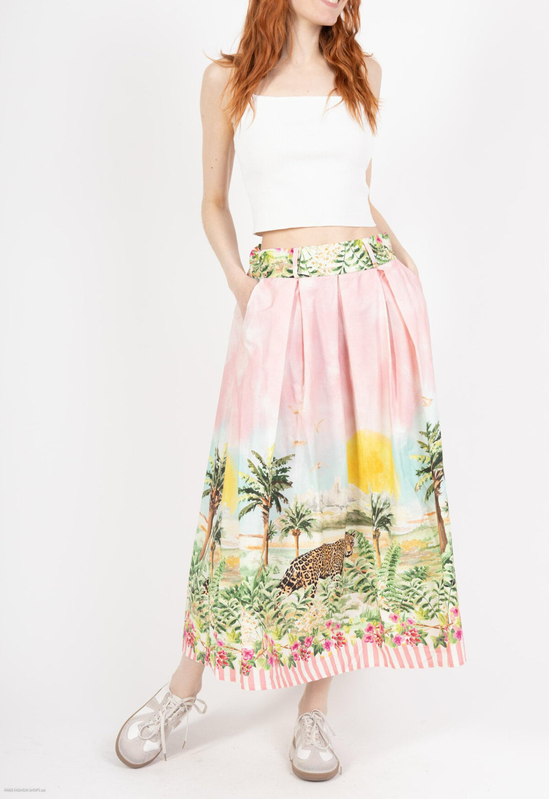 JUNGLE PRINT COTTON SKIRT 8-12/14 - PINK