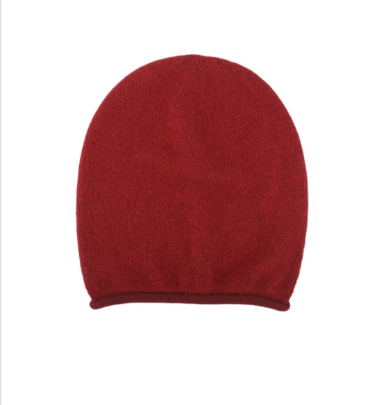 PLAIN KNIT BEANIE - BURGUNDY