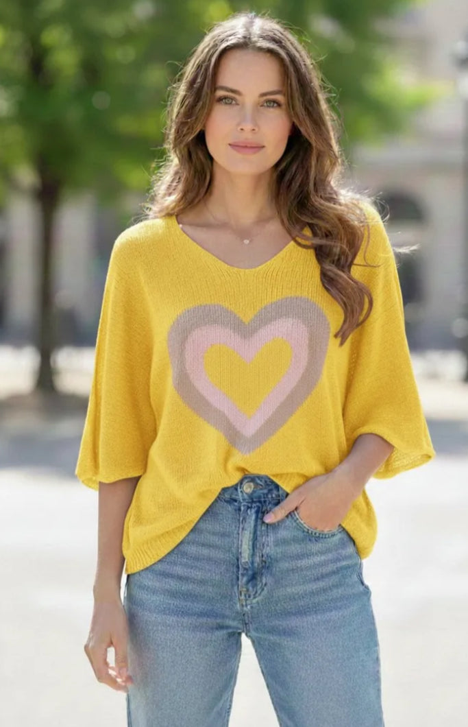 PASTEL HEART KNIT - 10-16 - YELLOW
