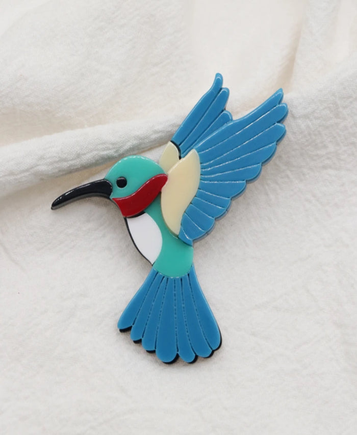 RESIN KINGFISHER PIN BROOCH