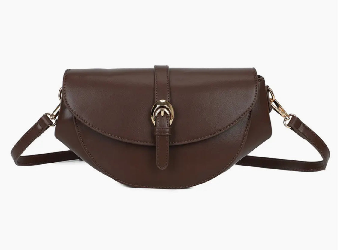 SHAPED CROSSBODY - DARK BROWN