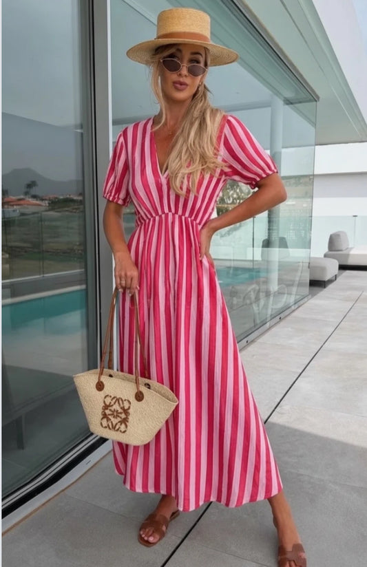 COTTON CHEESECLOTH STRIPE DRESS - 10-16