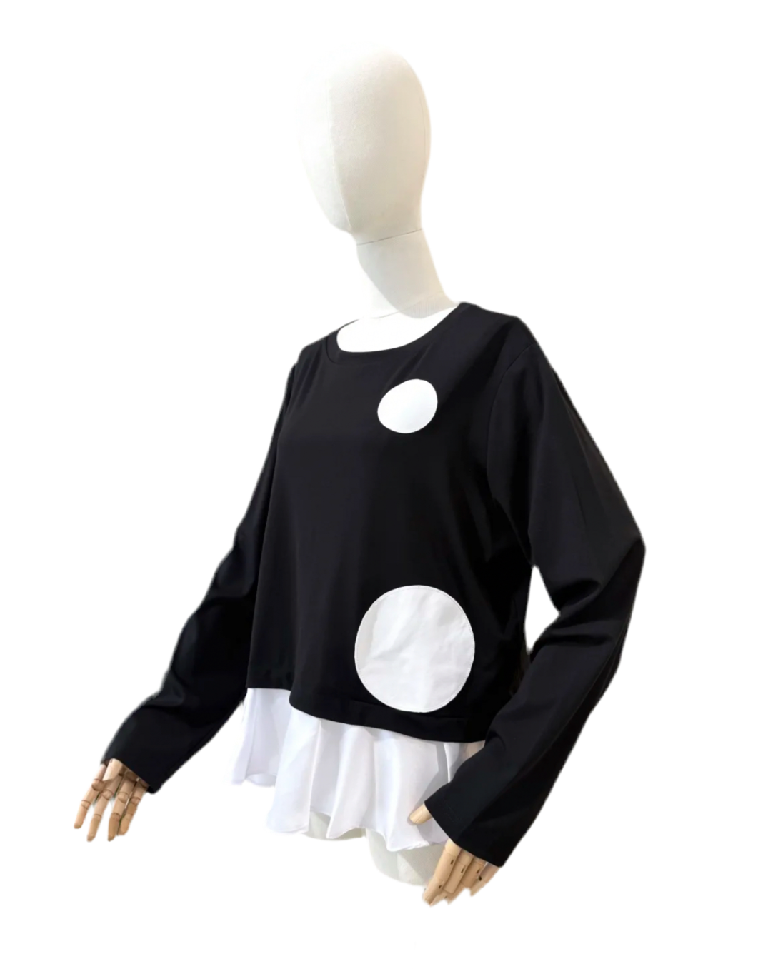 MONOCHROME CIRCLE PATCH PEPLUM TOP