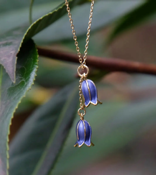 BLUEBELL GOLD PLATED HAND ENAMELLED NECKLACE