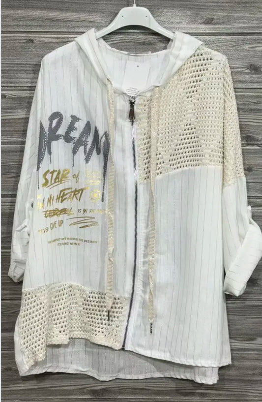 COTTON LINEN BLEND JACKET - 10-16 - CREAM