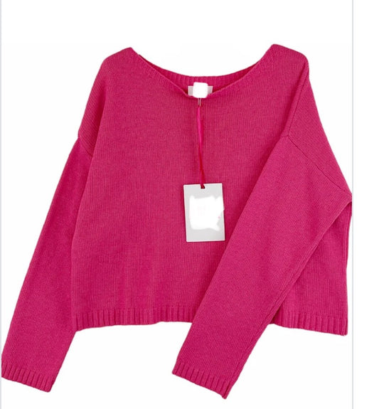 **SALE**CASHMERE BLEND BOXY KNIT - 10-16 - FUSCHIA