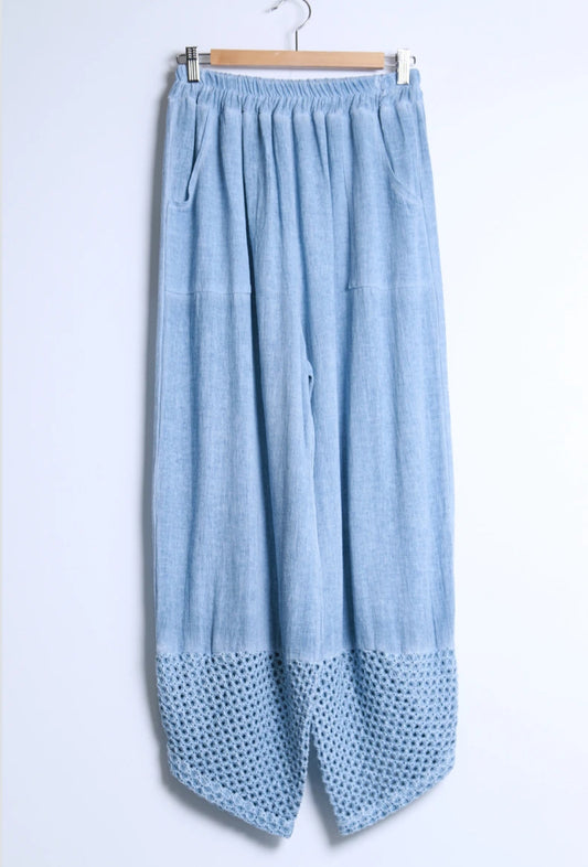 MESH TULIP HEM LINEN PANTS - 10-16