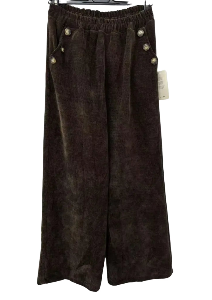 VELOUR PALAZZO- 10-16 - CHOCOLATE