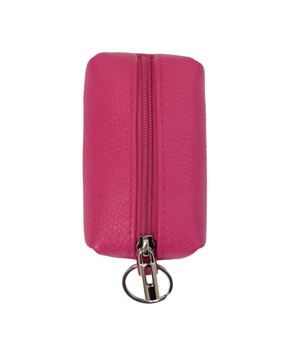 ITALIAN LEATHER KEYRING/WALLET - FUSCHIA