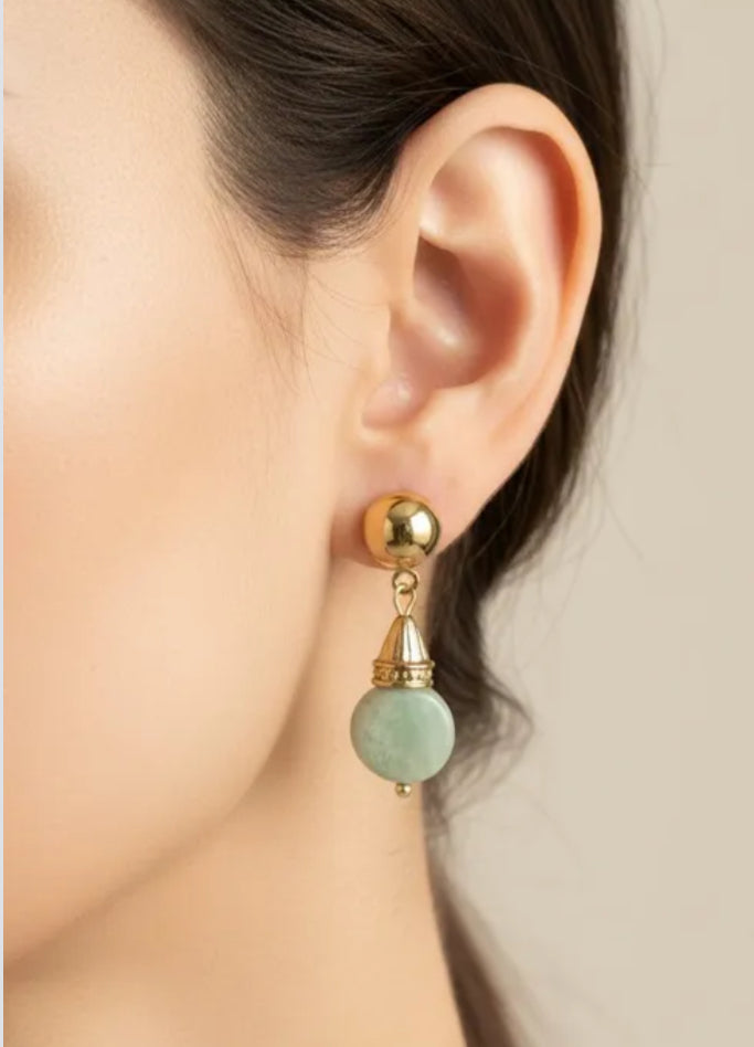 CERAMIC BEAD EARRINGS - GREEN