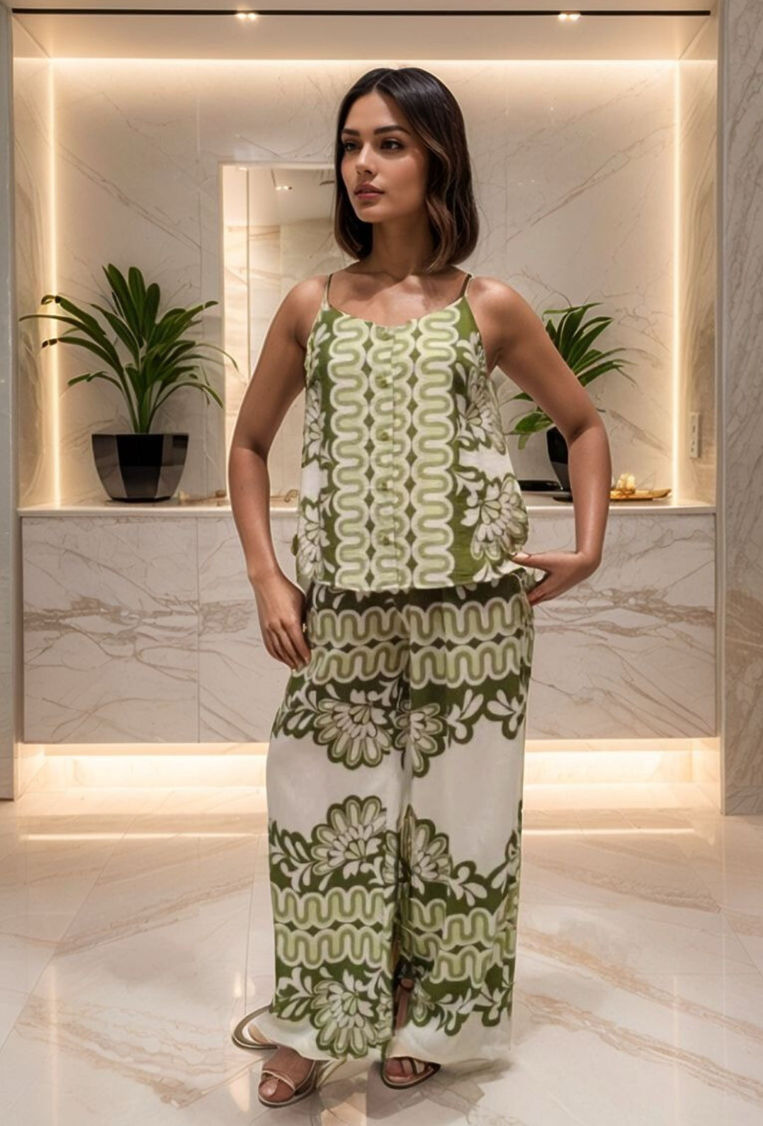 VEST & PALAZZO SET - S/M & L/XL - GREEN