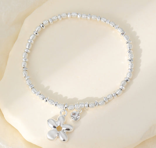 FLOWER STRETCH BRACELET- SILVER