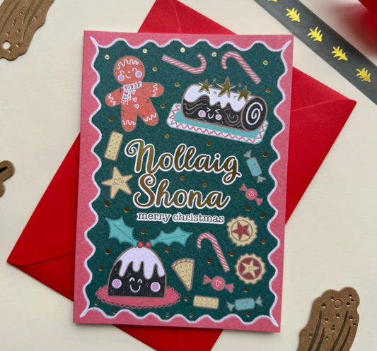 GOLD FOIL NOLLAIG SHONA CARD