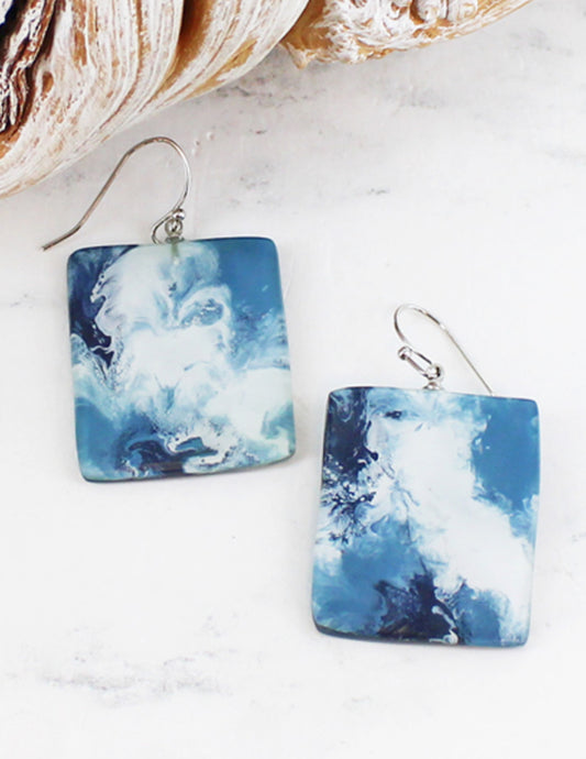 MARBLED RESIN DROP EARRINGS