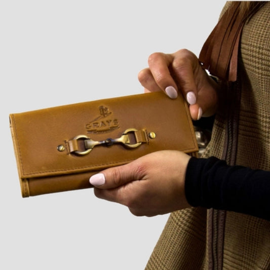 LEATHER SNAFFLE WALLET - TAN